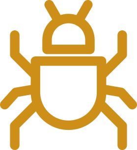 Image of a bug which indicates the icon for the Testing and Quality Assurance section of our development process